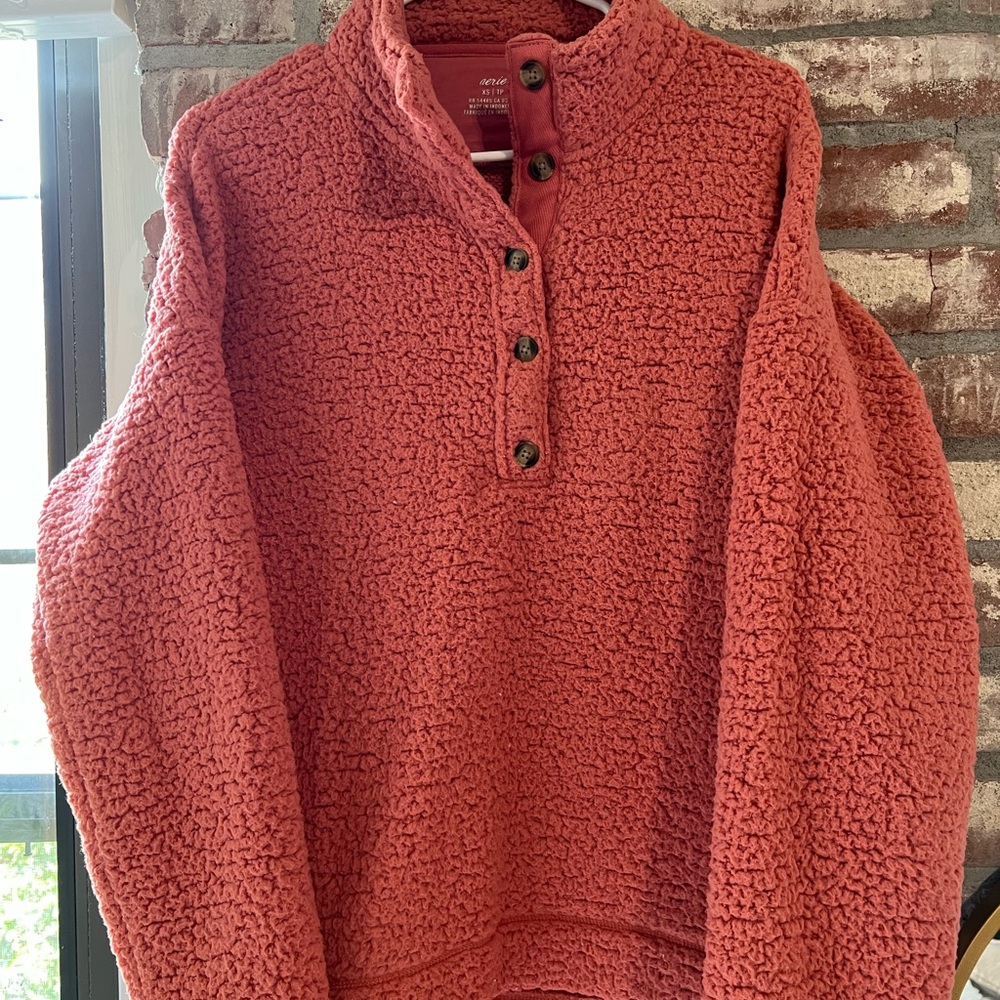 Aerie Pink Cowl Neck Sweater Plush and Warm